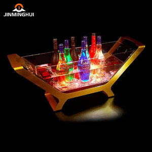 <span class=keywords><strong>Bar</strong></span> klub malam bentuk perahu sampanye emas warna transparan logam terpisah plastik akrilik menyala ember es Led untuk pesta - Product Image 6
