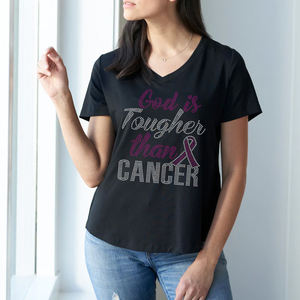 Transferencia de calor de diamantes de imitación de Dios es más resistente que el cáncer para camiseta - Product Image 4