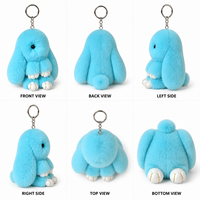 Porte-clés en peluche lapin bleu ciel Zaves, doux et moelleux, breloque de sac tendance, fermoir en alliage, adorable accessoire Kawaii pour sac à dos et clés