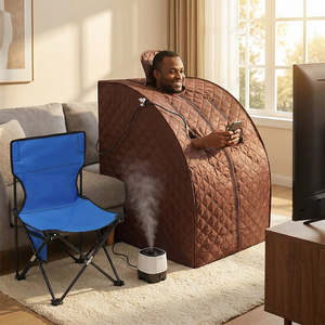 <span class=keywords><strong>Sauna</strong></span> portable électrique surdimensionné pour une personne avec coussin chauffant pour les pieds, vapeur humide 1000W et panneau de commande - Product Image 2