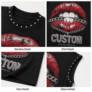 T-shirt sans manches en coton 300 g/m² à col montant, avec motif crâne en strass, style streetwear, marque privée, pour homme - Product Image 3