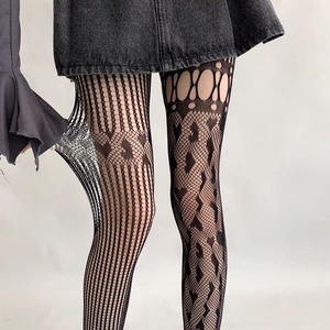 Retro Fishnet Stockings Women 5D Ultra Thin Black Mesh Geometric Pattern Hollow Out Pantyhose Spring Summer Autumn Wear - Product Image 1