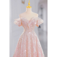 Robe de soirée rose fantaisie pour femme, haut de gamme, luxe léger, tenue de fiançailles, toast, longue, slim, look de mariée, empire, mignonne