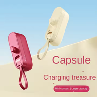 Chargeur de téléphone portable compact ultra-mince 5000 mAh, mini-capsule, charge rapide 10W, indicateur de puissance, câble de charge inclus