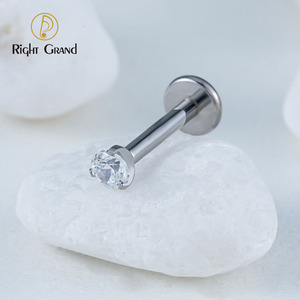 ไทเทเนียม ASTM F136 ขนาด 2.5/3/4 มม. พร้อมเพชร CZ แบบ Labret Stud ขนาด 16G สำหรับเจาะหู Tragus, Helix, Cartilage, Conch, Flatback, Earlobe และเครื่องประดับร่างกาย - Product Image 3