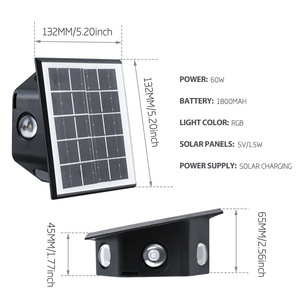 Nouvelle lampe murale solaire IP65, lumière LED chaude extérieure, luminescence à 360 degrés, balcon, cour, jardin, lumière de projection décorative - Product Image 6