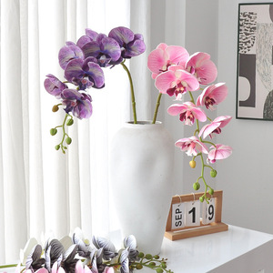 Orchidée Phalaenopsis Artificielle Yoshinobu, Branche Unique, 8 Têtes, Matériau PVC, Décoration de Mariage - Product Image 1