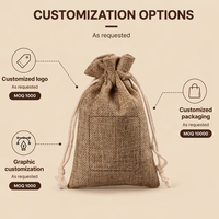 Emballage de toile de jute taille personnalisée sacs à cordon en chanvre naturel pochette en lin cadeau en toile de jute pour l'emballage d'épices à thé
