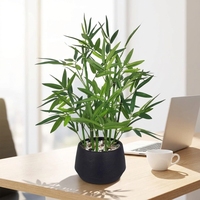 Plante artificielle en bambou durable de 18 pouces de haut (pot noir) 365 Decor, pour intérieur/extérieur, maison, bureau, comptoir de cuisine