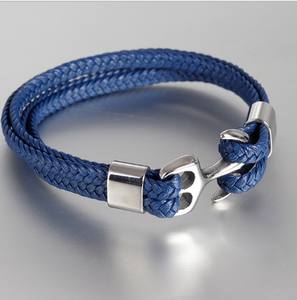 Top vente bracelet de corde d'ancrage en cuir noir bracelet ancre amour pour les hommes - Product Image 3