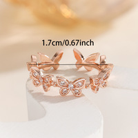 Cincin Kupu-kupu Multi-warna Kuningan Wanita AA02274, Cincin Jari yang Dapat Disesuaikan