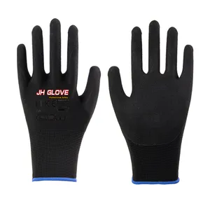 Jinhu cam đen bọt cao su găng tay tráng an toàn làm việc tùy chỉnh găng tay cho công việc