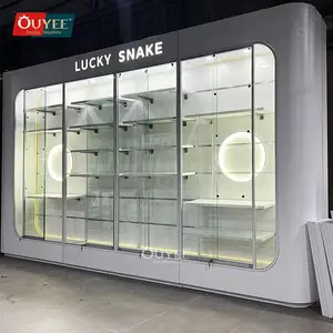 Custom Tobacco Store Cigar Showcase Double Glass Display Cabinet Tall Cigar Display Cabinet Humidor Smoke Shop Retail Display