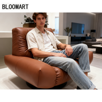 Chaise pivotante de loisir rétro personnalisée extrêmement simple Fauteuil monoplace à dossier souple en cuir Chaise de réception de bureau d'hôtel