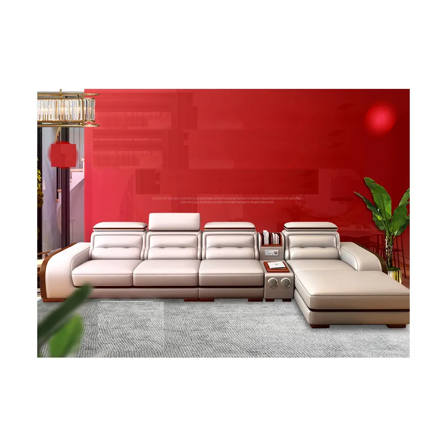 新しいデザイン最高品質の家具リビングルーム家具最高価格革断面ソファ