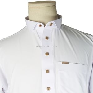 Nueva llegada: Kandura transpirable y elegante para hombre, ropa blanca de manga larga para oración y vestidos blancos tipo Jubba con botones metálicos. - Product Image 4