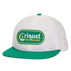 Casquettes de camionneur personnalisées à 5 panneaux avec logo brodé vert, toutes en maille - Product Image 1