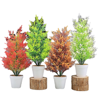 Petites plantes en pot de simulation de pin et cyprès de Noël en plastique vert pour bureau et salon, idéales pour Thanksgiving