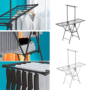 Simple Stainless Steel Foldable Gullwing Drying <b>Rack</b> for Bathroom-<b>Clothes</b> Towel Stand - Product Image 3