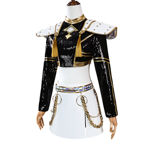 Ecowalson Kpop <span class=keywords><strong>Devil</strong></span> Hunting Group Cos ropa Anime animación juego de rol negro Oro cantando ropa Mira Cosplay ropa - Product Image 4