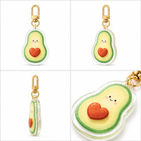 Gantungan Kunci Akrilik Kawaii Custom, Aksesoris Makanan & Minuman Lucu, Gantungan Kunci Avocado Peach, Liontin Tas, Tempat Kunci Akrilik, Grosir OEM, Hadiah