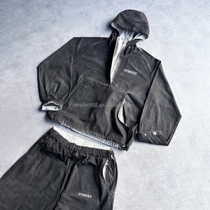 Ensemble de survêtement vintage en nylon délavé avec logo personnalisé pour homme, veste coupe-vent et pantalon en nylon, ensemble de survêtement 2 pièces - Product Image 2