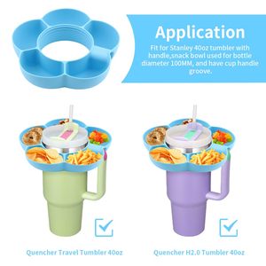 Bandeja de silicona con 5 compartimentos para aperitivos, diseño Flor de Ciruelo, para vaso Stanley de 40 oz con asa - Product Image 3