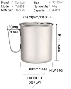 Échantillon Gratuit : Tasses de Voyage CE pour Boissons Chaudes, Mug d'Extérieur pour Camping avec Poignée Fixe, Vaisselle de 420 ml (14,3 oz) pour le Camping - Product Image 4