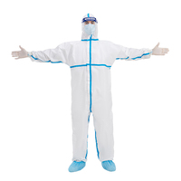 Combinaison de protection jetable Hubei Haixin à capuche, bleue, avec bande d'étanchéité, en non-tissé, vente en gros B2B, combinaison médicale