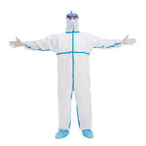 Hubei Haixin Proteção Descartável Coverall Não Tecido Descartável Vestuário Macacões para Homens PPE <span class=keywords><strong>Hazmat</strong></span> <span class=keywords><strong>Suit</strong></span> Factory Atacado - Product Image 2