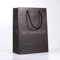 Bolsa de Papel de Regalo Personalizada con Logotipo de Marca, Bolsa de Compras de Papel Negro de Lujo para Ropa