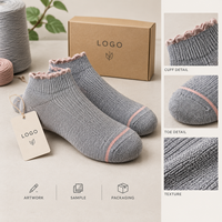 Chaussettes en fibres écologiques, coton et élasthanne, coupe basse, gris royal, tricotées, avec talon et bout renforcés, entretien facile, taille personnalisée