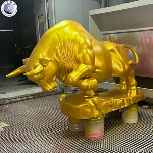 Escultura de Toro Dorado de Fibra de Vidrio Pintada a Mano, Moderna y Personalizada, Directo de Fábrica, para Promoción de Marca, Temática del Mercado de Valores - Product Image 3