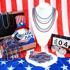 <span class=keywords><strong>Pas</strong></span> <span class=keywords><strong>cher</strong></span> en vrac 4 juillet accessoires 33 pouces métallisé <span class=keywords><strong>rouge</strong></span>/argent/bleu colliers de perles pour la journée patriotique, faveur de fête de carnaval - Product Image 4