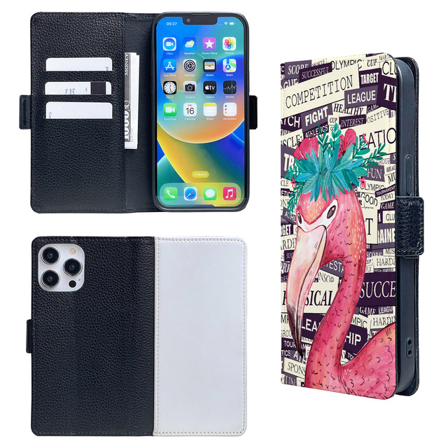 New Business Anti-Shock Flip PU Leather Wallet for Case with Sublimation Printing Card Slot for iPhone 13 for Max 14