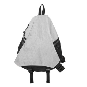 Casual Waterproof Nylon <b>Backpack</b> with Zipper Closure <b>Black</b> and Gray Color Men's Shoulder Bag Outdoor Travel Use All Seasons - Product Image 1
