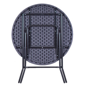 80cm <strong>Round</strong> Imitate Rattan Pattern Outdoor Furniture Bistro Foldable Picnic Steel <strong>Small</strong> Space Dining <strong>Table</strong> - Product Image 3