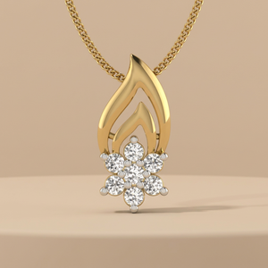 Pendentif Fleur en Diamants Grappes avec Motif Flamme Dorée, Collier Chic pour Femme, Bijoux Fins - Product Image 1