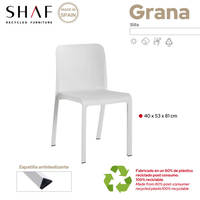 Paquete de 6 Sillas de Jardín Apilables de Plástico Reciclado Grana, Resistentes y Cómodas, Diseño Minimalista para Exteriores