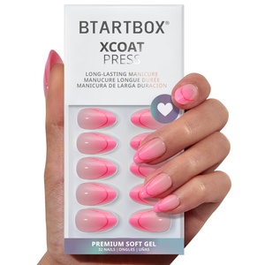 Short Almond False Fake <b>Nails</b> <b>Set</b> with Glue Wholesale Soft Gel Premium Hot Pink French Tip Artificial Press on <b>Nails</b> Kit - Product Image 1