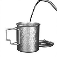 Mug d'exercice en titane pur pour l'extérieur - Tasse à thé et à café portable pour le camping avec poignée pliable
