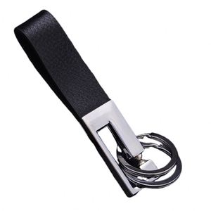 Keychain Wholesale Double <b>Ring</b> Creative Leather Car Logo Leather Waist <b>Key</b> Chain - Product Image 1