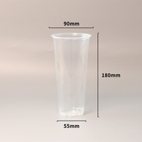 Gobelet à jus d'ananas jetable en PP personnalisé avec logo, grand format pour parfait et boba, avec couvercle plat et poignée réutilisable, 7 oz et 12 oz, 90 mm