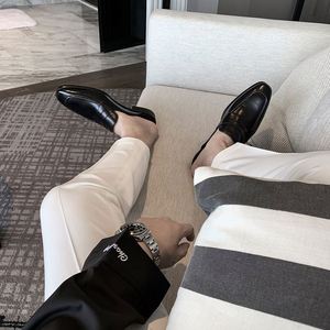 Men's Summer Breathable Lace-Up Square Toe Office & Career British-Style <b>Mules</b> <b>Backless</b> Slippers Driving Sandals Rubber Soles - Product Image 2