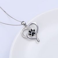CAOSHI Ours Chien Griffe Noir Amoureux Coeur Forme Pendentif Collier pour Femme Argent Revêtement Boîte Chaîne Mignon Pendentif Colliers Filles