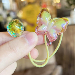 Özel prenses Headdress <span class=keywords><strong>2</strong></span> adet/takım degrade şeker renk ilmek saç halat kız bebek için yüksek elastik saç bandı at kuyruğu şapkalar - Product Image 3