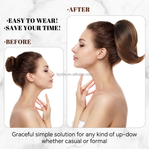 AliLeader Queue de cheval courte Extensions de <span class=keywords><strong>cheveux</strong></span> en forme de <span class=keywords><strong>chignon</strong></span> Tousled Updo Hairpieces Hair Bun Ponytail Natural Wave Bun Hair Pieces for Women - Product Image 5