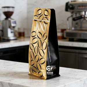 Bolsa de Café de Aluminio con Impresión UV Digital, con Válvula y Cierre, Fondo Plano, 250g 500g, Bolsa de Empaque para Granos de Café Negro - Product Image 3