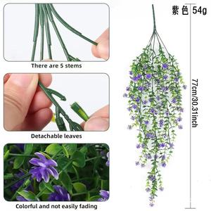 Guirlande de fleurs artificielles violettes 77 cm, plante suspendue pour décoration murale, décoration intérieure, mariage - Product Image 1