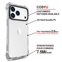 Coque hybride transparente antichoc personnalisée pour iPhone 17 16 12 11 Pro Max – Étui rigide transparent avec pare-chocs – Vente en gros